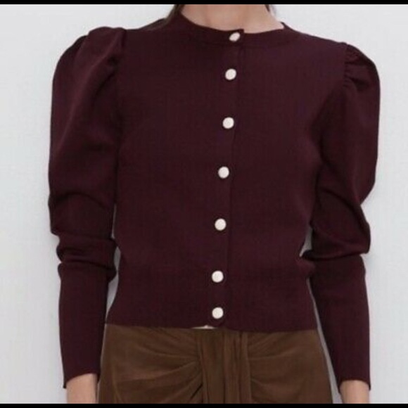 Zara Sweaters - COPY - Zara knit burgundy cardigan (size M)